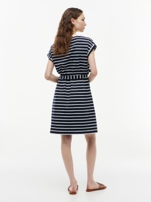 Tommy Hilfiger Striped Belted Stretch-Cotton Dress — фото 4