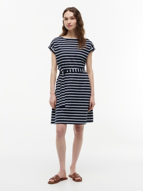 Tommy Hilfiger Striped Belted Stretch-Cotton Dress