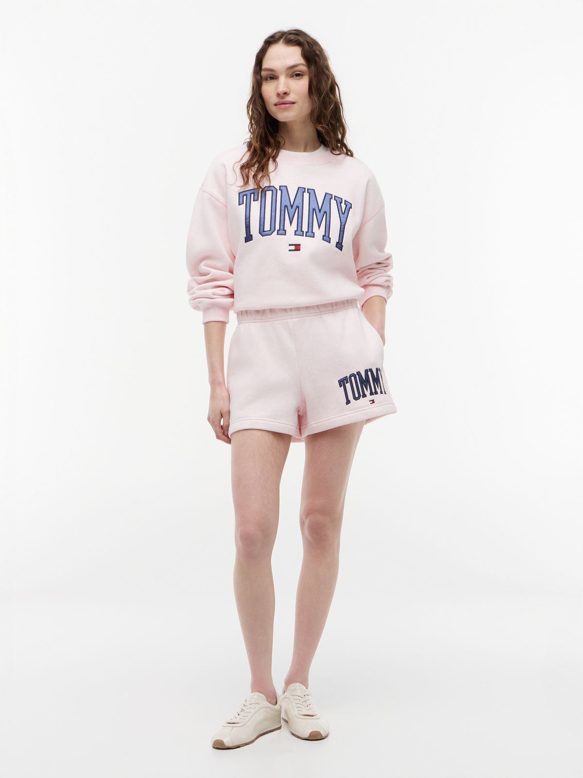 Varsity Tommy Logo Sweatshort — Light Pink
