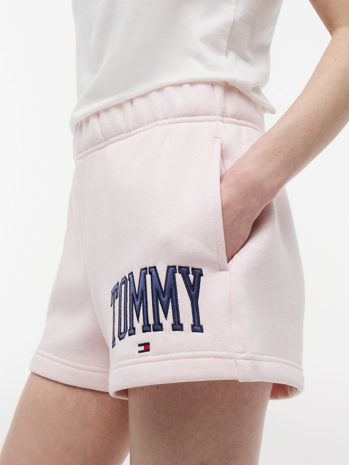 Varsity Tommy Logo Sweatshort — Light Pink