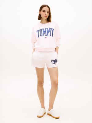 Varsity Tommy Logo Sweatshort, Light Pink