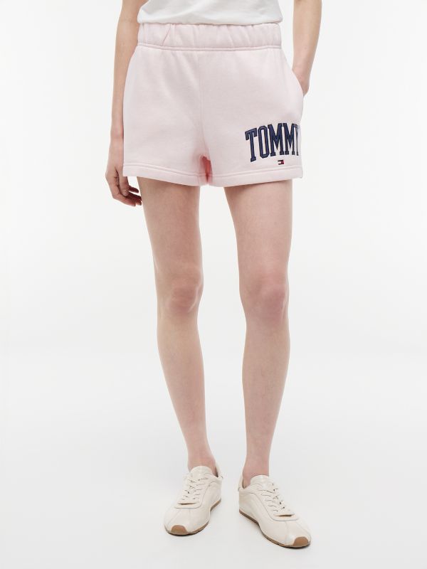 Varsity Tommy Logo Sweatshort — Light Pink
