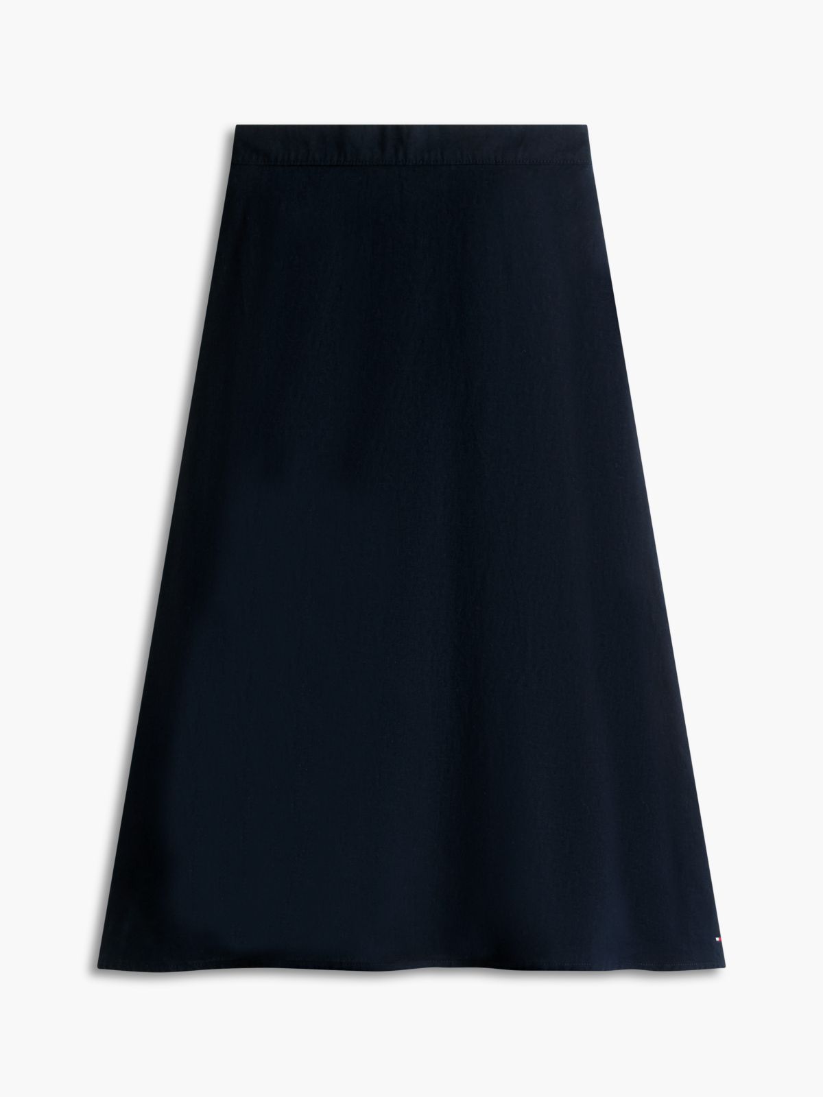 Linen-Blend Midi Skirt — Navy Blue