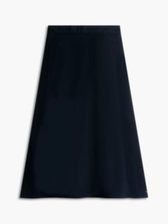 Linen-Blend Midi Skirt — Navy Blue 5