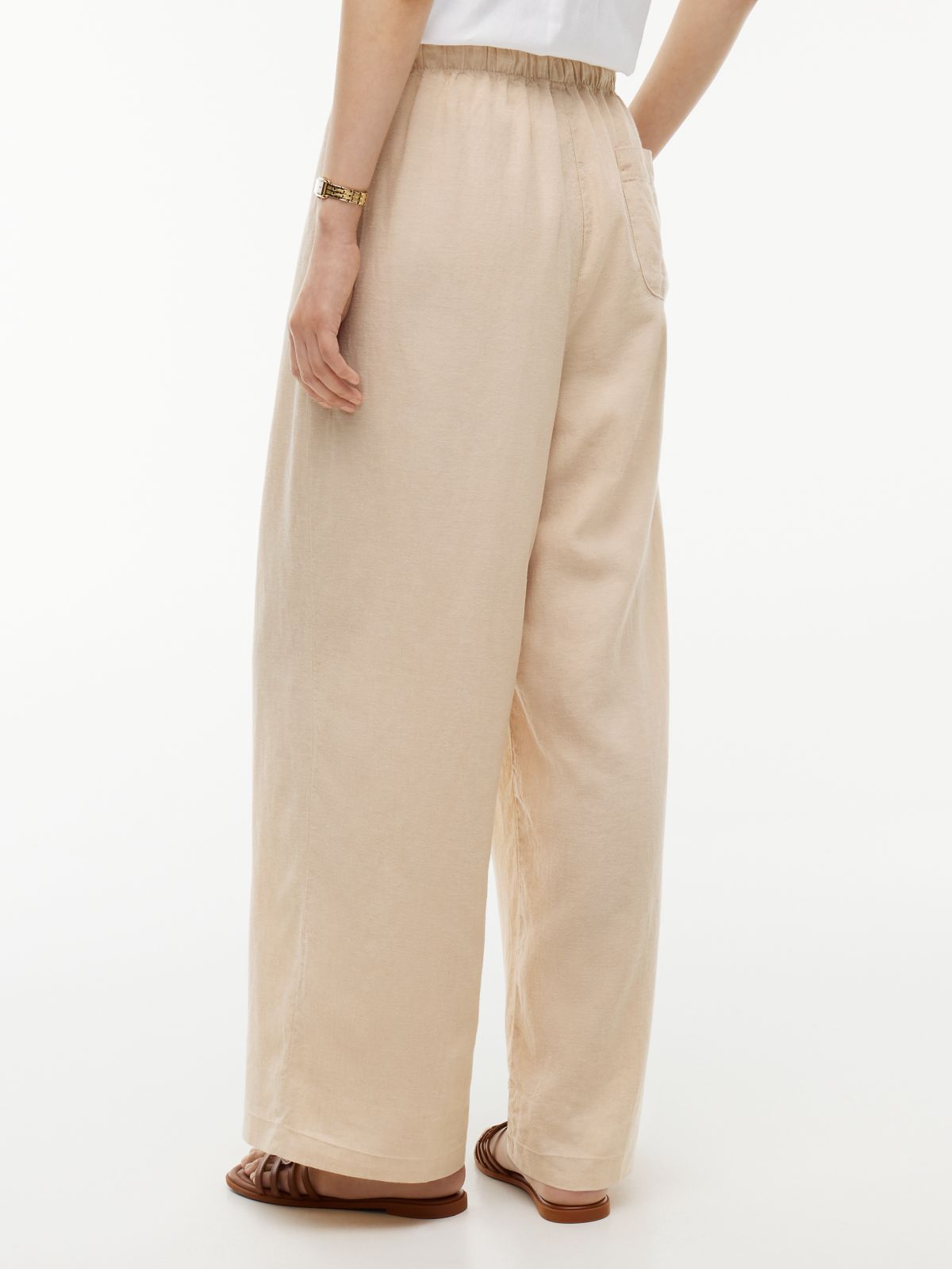 Lightweight Linen-Blend Pull-On Pant — Clayed Pebble