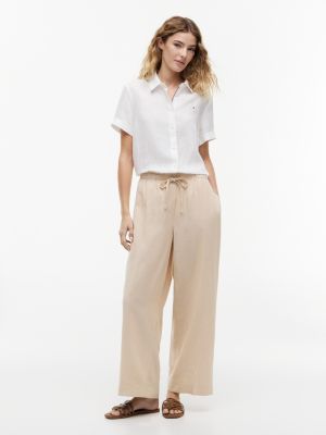 Lightweight Linen-Blend Pull-On Pant, Clayed Pebble