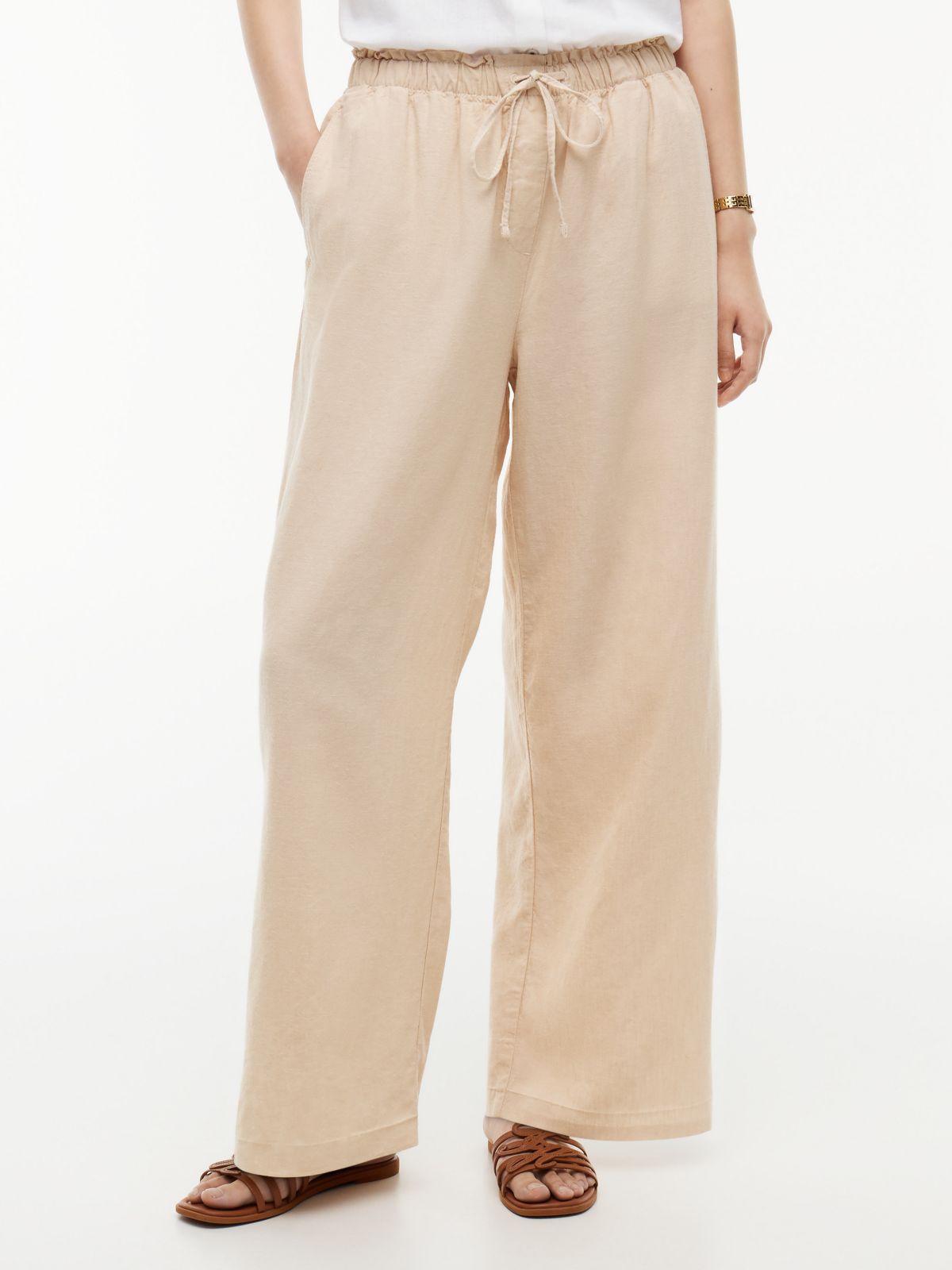 Lightweight Linen-Blend Pull-On Pant — Clayed Pebble