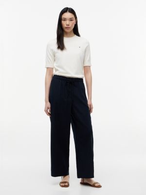 Lightweight Linen-Blend Pull-On Pant, Navy