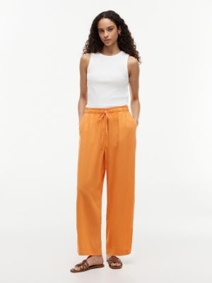 Lightweight Linen-Blend Pull-On Pant, Papaya Ray