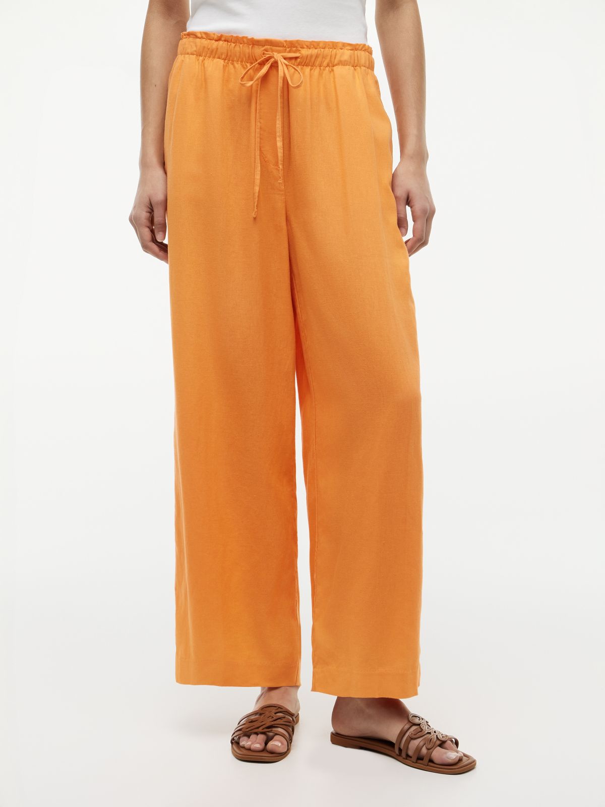 Lightweight Linen-Blend Pull-On Pant — Papaya Ray