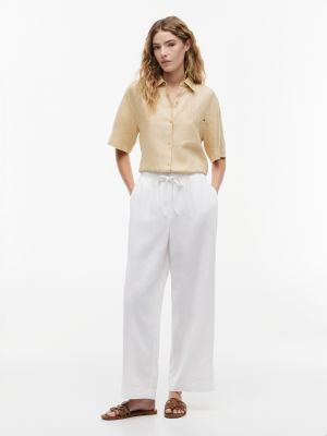 Lightweight Linen-Blend Pull-On Pant, Optic White