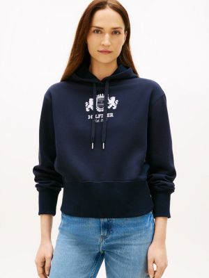 Badge Crest Logo Brushed-Back Hoodie