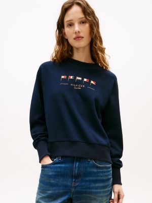 Embroidered Nautical Flag Sweatshirt, Navy
