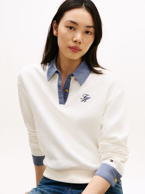 Mix Media Brushed-Back Polo Sweatshirt | Tommy Hilfiger