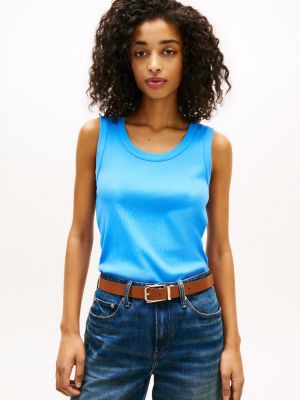 Rib-Knit Tank Top, Blue Spell