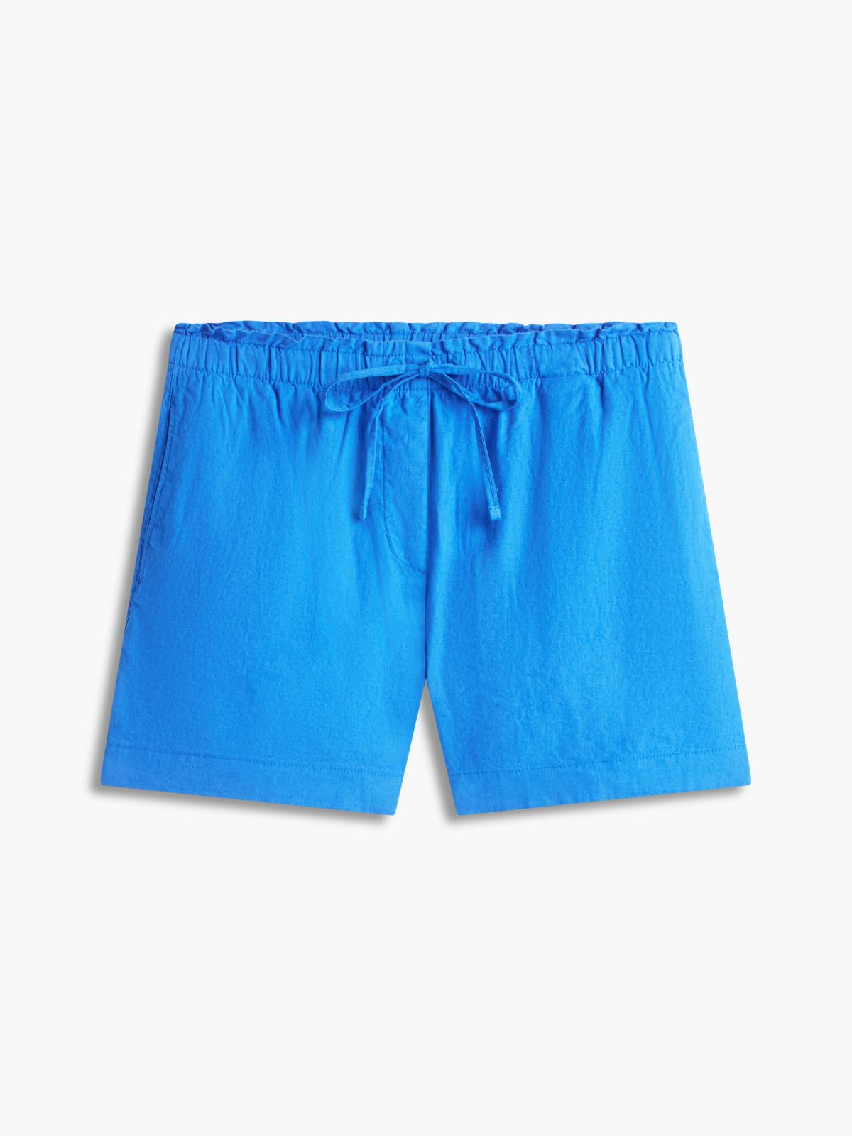 Linen-Cotton Blend Pull-On Short — Siren Blue