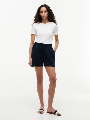 Tommy Hilfiger Women's Linen-Cotton Blend Pull-On Short - Navy Blue - XXL