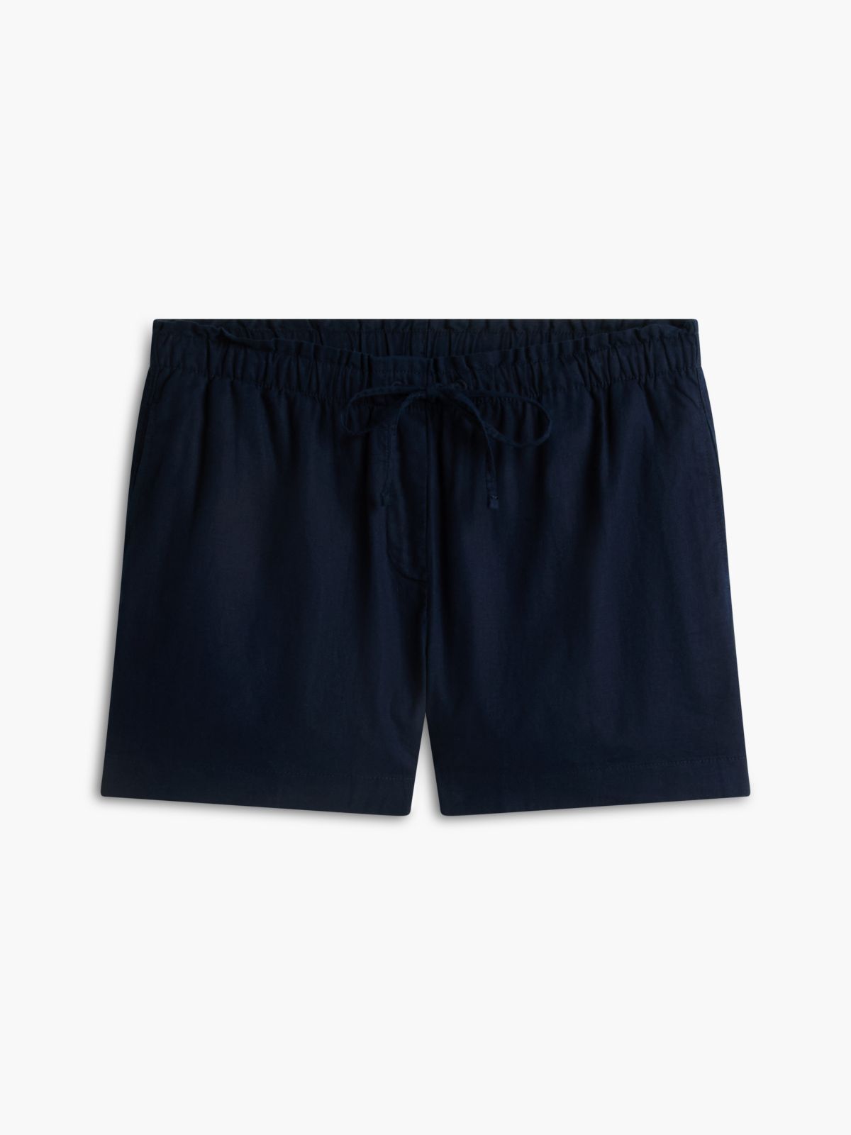 Linen-Cotton Blend Pull-On Short — Navy Blue