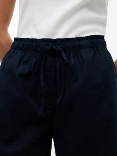 Linen-Cotton Blend Pull-On Short — Navy Blue 3