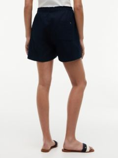 Linen-Cotton Blend Pull-On Short — Navy Blue 4