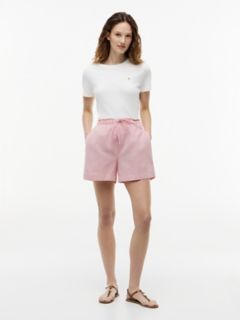 Linen-Cotton Blend Pull-On Short — Pink Shade 2