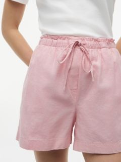 Linen-Cotton Blend Pull-On Short — Pink Shade 3