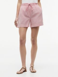 Linen-Cotton Blend Pull-On Short — Pink Shade 1