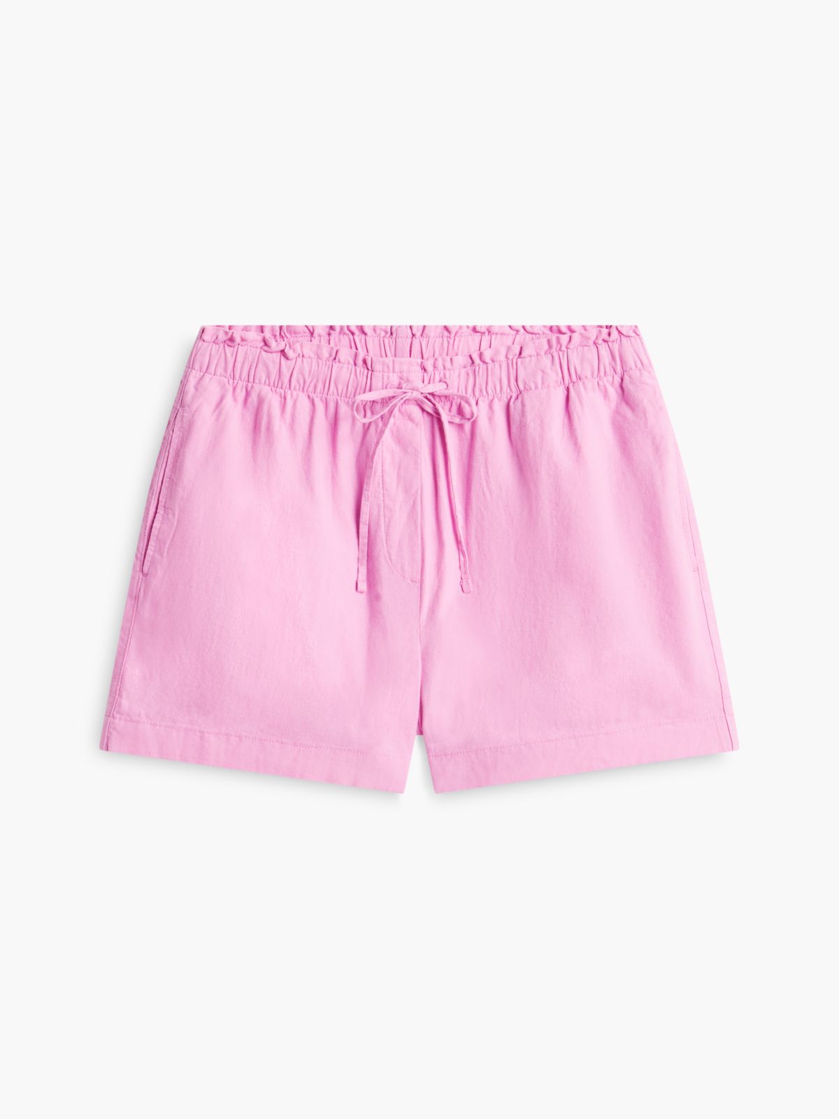 Linen-Cotton Blend Pull-On Short — Rose Petal