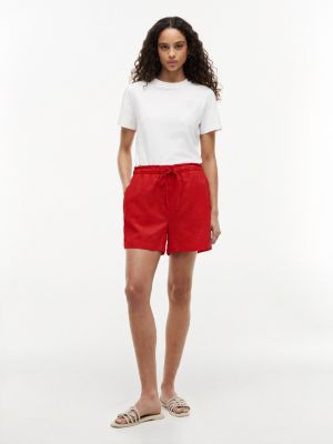 Tommy Hilfiger Women's Linen-Cotton Blend Pull-On Short - Deep Crimson - M