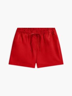 Linen-Cotton Blend Pull-On Short — Deep Crimson 5
