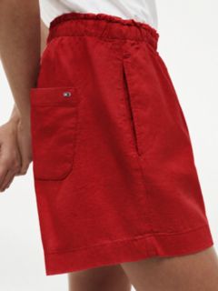 Linen-Cotton Blend Pull-On Short — Deep Crimson 3