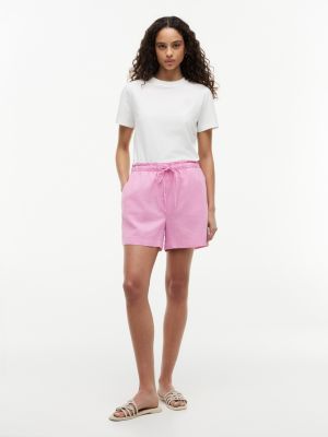 Linen-Cotton Blend Pull-On Short, Deep Crimson