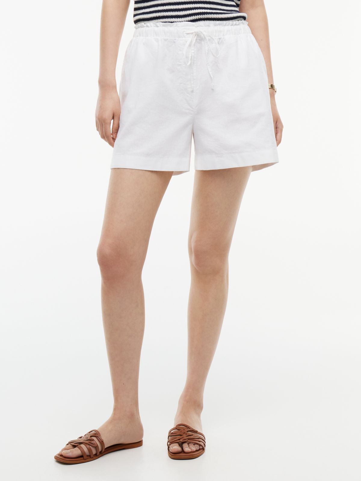 Linen-Cotton Blend Pull-On Short — Optic White
