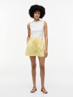 Linen-Cotton Blend Pull-On Short, Citronella