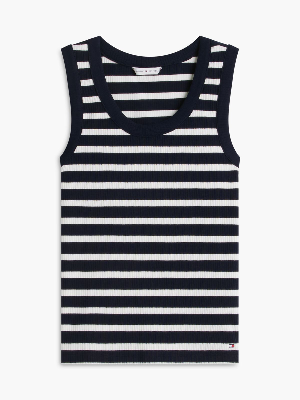 Stripe Rib-Knit Tank Top — Navy / Rich Cream Stripe