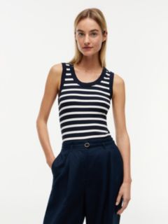 Stripe Rib-Knit Tank Top — Navy / Rich Cream Stripe 1