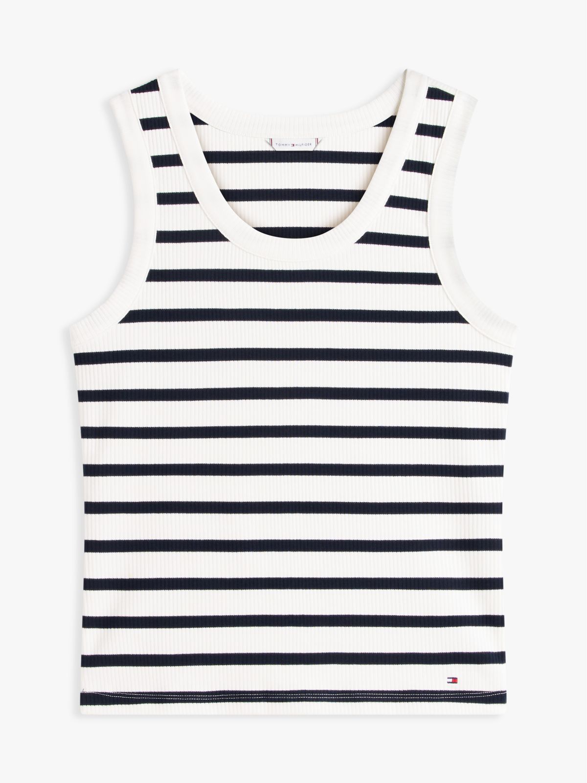 Stripe Rib-Knit Tank Top — Ecru / Navy Stripe