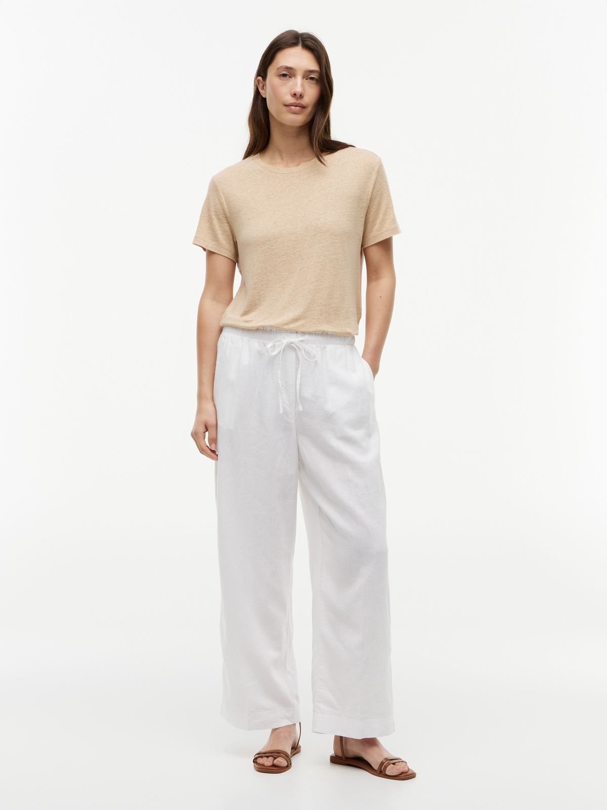 Linen-Blend Crewneck T-Shirt — Clayed Pebble