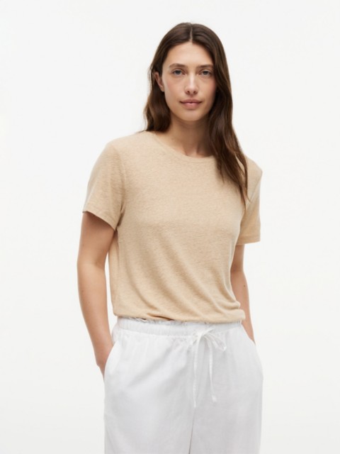Женские футболки Tommy Hilfiger Linen-Blend Crewneck T-Shirt