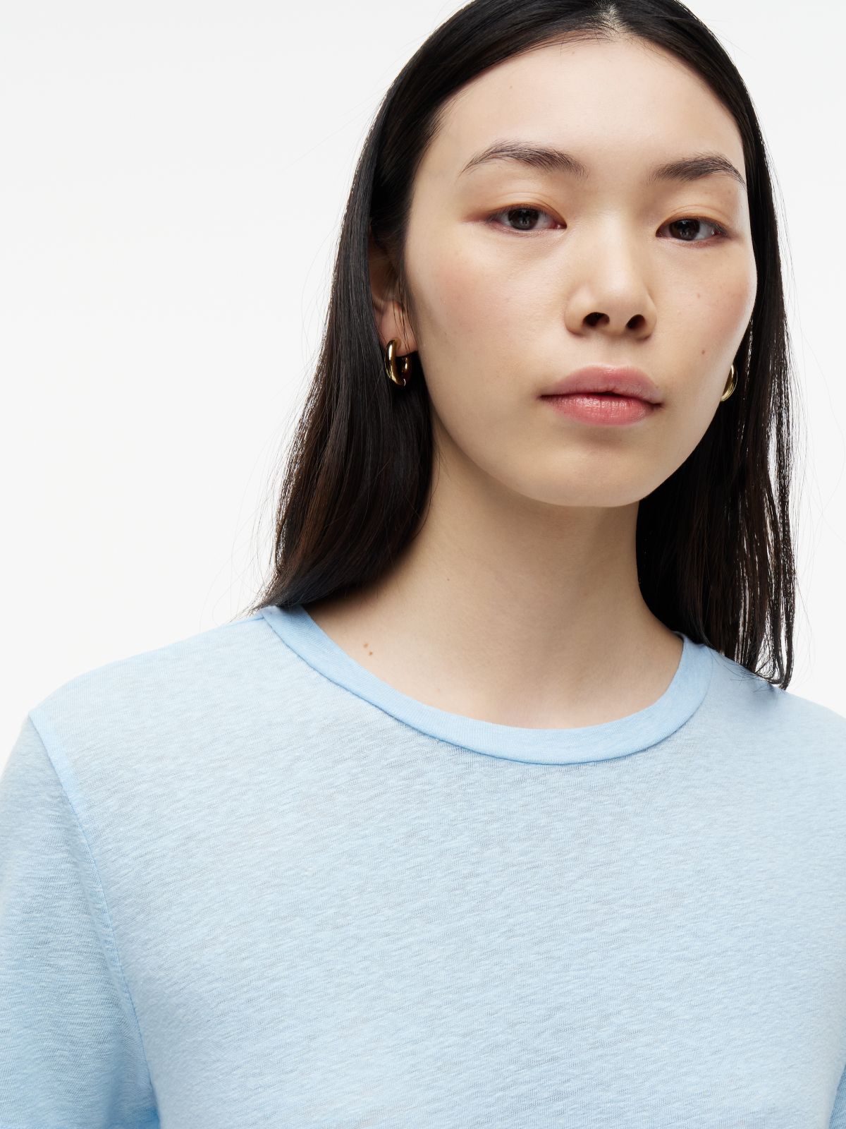 Linen-Blend Crewneck T-Shirt — Rain Dance