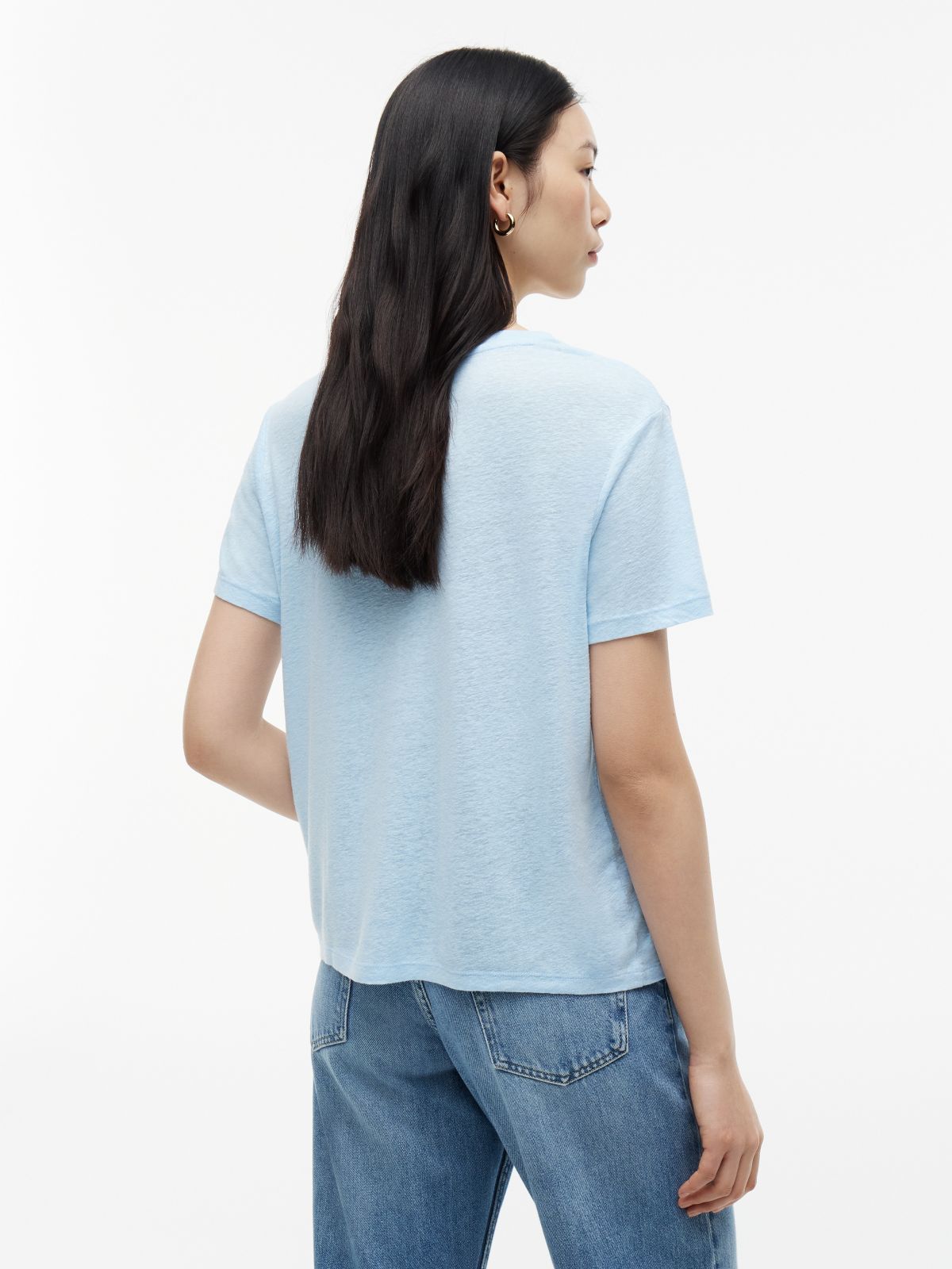 Linen-Blend Crewneck T-Shirt — Rain Dance
