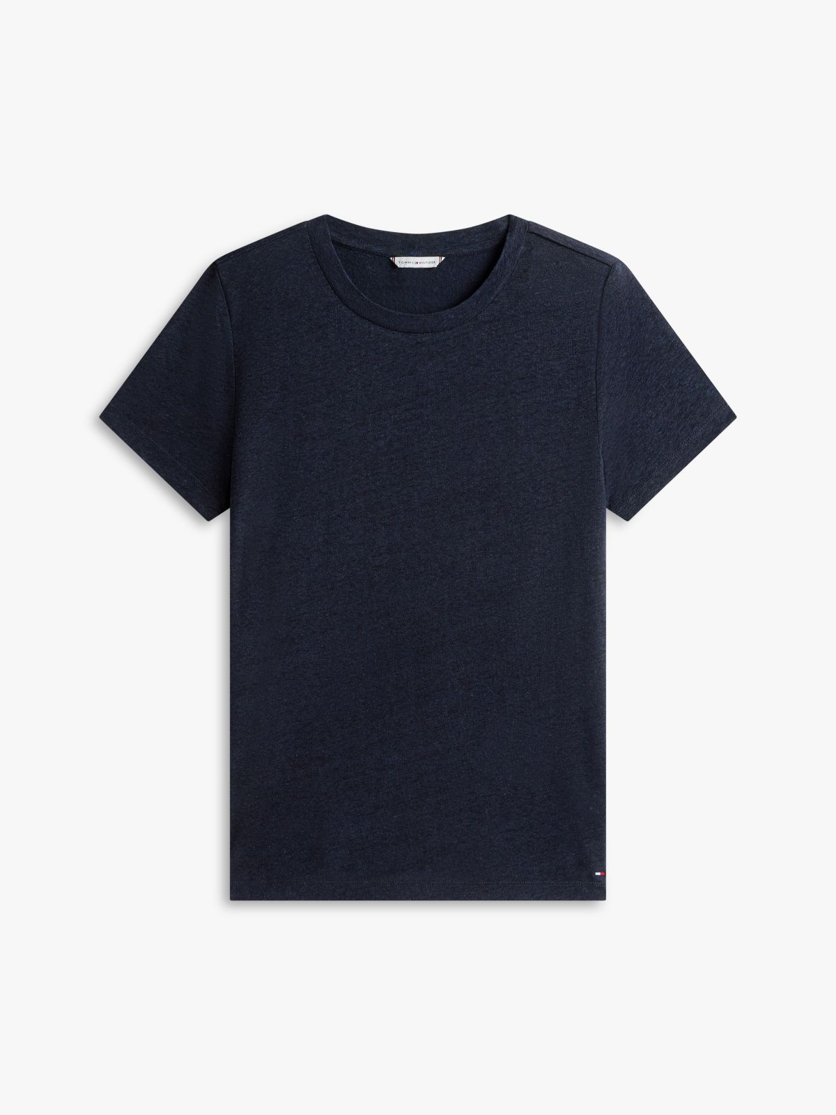 Linen-Blend Crewneck T-Shirt — Navy