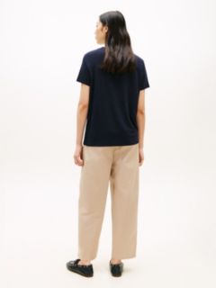 Linen-Blend Crewneck T-Shirt — Navy 4