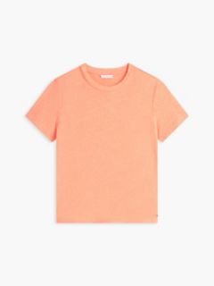 Linen-Blend Crewneck T-Shirt — Sweet Nectarine 5