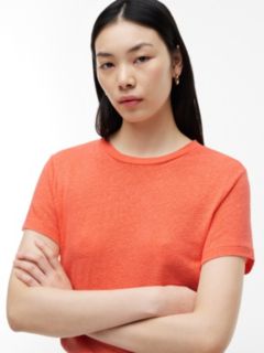 Linen-Blend Crewneck T-Shirt — Sweet Nectarine 3