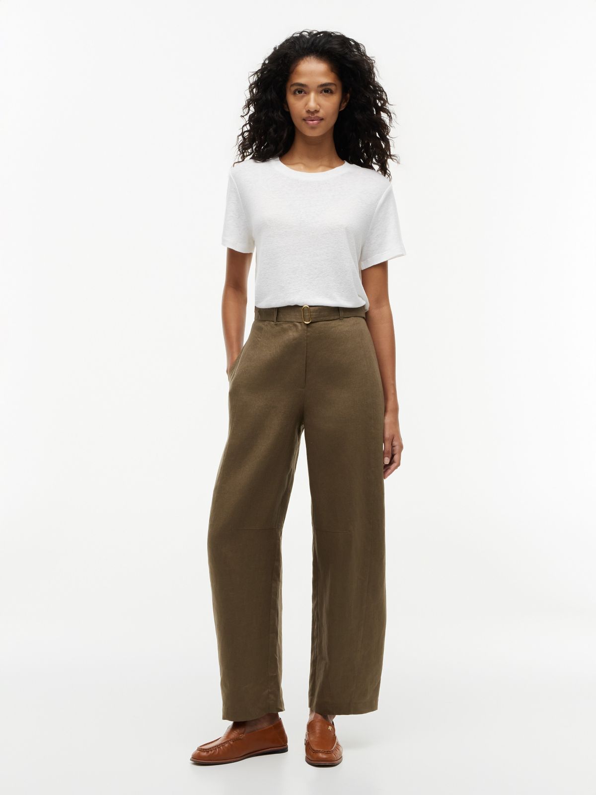 Linen-Blend Crewneck T-Shirt — Optic White