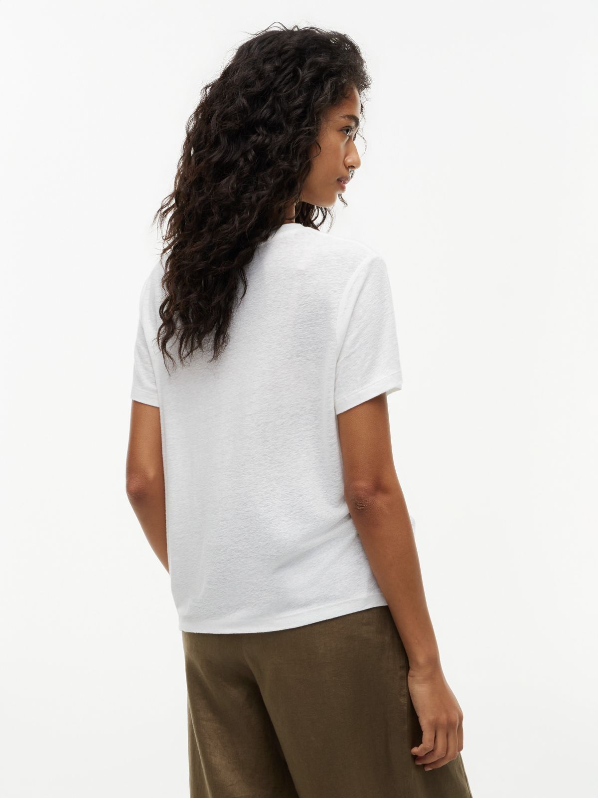 Linen-Blend Crewneck T-Shirt — Optic White