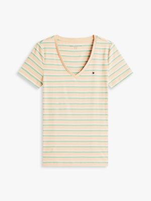 Женские футболки Tommy Hilfiger Striped V-Neck Favorite T-Shirt — фото 5
