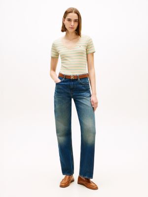 Женские футболки Tommy Hilfiger Striped V-Neck Favorite T-Shirt — фото 3