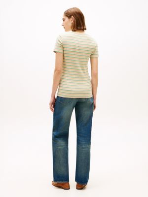 Женские футболки Tommy Hilfiger Striped V-Neck Favorite T-Shirt — фото 4